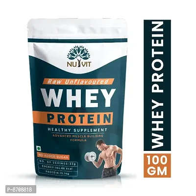 Nutvit Instantised Raw Concentrate 80% Unflavoured Whey Protein Powder 100g (Pack of 1)-thumb0