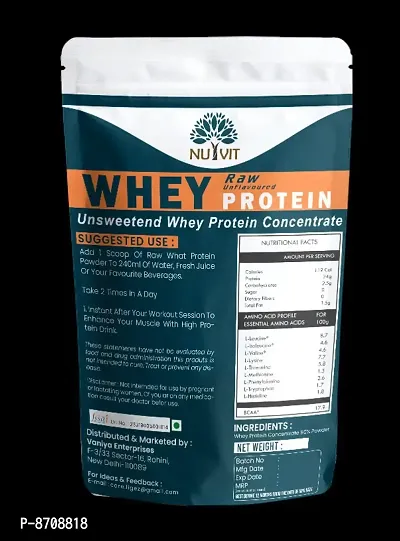 Nutvit Instantised Raw Concentrate 80% Unflavoured Whey Protein Powder 100g (Pack of 1)-thumb6