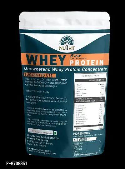 Nutvit Instantised Raw Concentrate 80% Unflavoured Whey Protein Powder 250g (Pack of 1)-thumb3