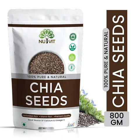 Nutvit Chia Seeds 800 Gram for Weight Loss, Diet Snack, Unroasted, Rich in Omega 3