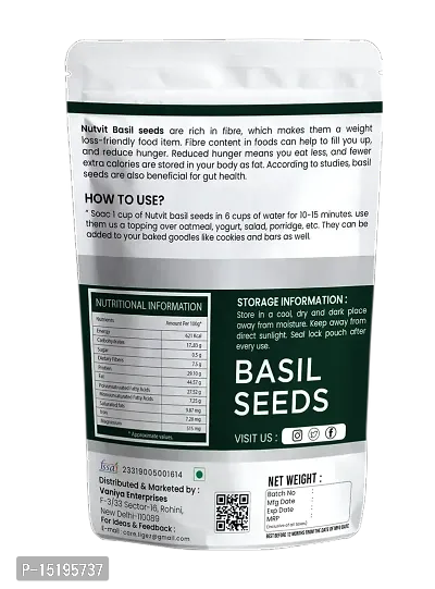 Nutvit Basil Seeds 100g - Tukmaria Seeds with high fibre and Omega 3 | Sabja Seeds | Seeds for Eating-thumb2