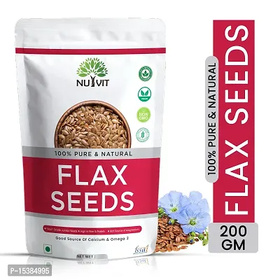 Nutvit Flax Seeds 200g - Non-GMO Alsi Seeds | Rich in Fibre and Omega-3 | Flax Seeds for Hair Growth | Diet Food