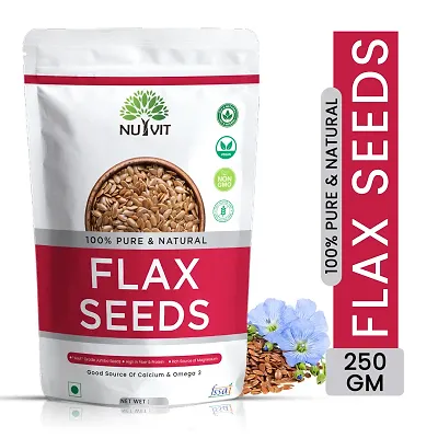 Nutvit Flax Seeds 250g - Non-GMO Alsi Seeds | Rich in Fibre and Omega-3 | Flax Seeds for Hair Growth | Diet Food