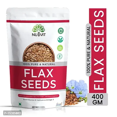 Nutvit Flax Seeds 400g - Non-GMO Alsi Seeds | Rich in Fibre and Omega-3 | Flax Seeds for Hair Growth | Diet Food-thumb0