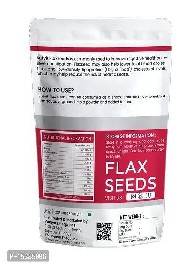 Nutvit Flax Seeds 500g - Non-GMO Alsi Seeds | Rich in Fibre and Omega-3 | Flax Seeds for Hair Growth | Diet Food-thumb2