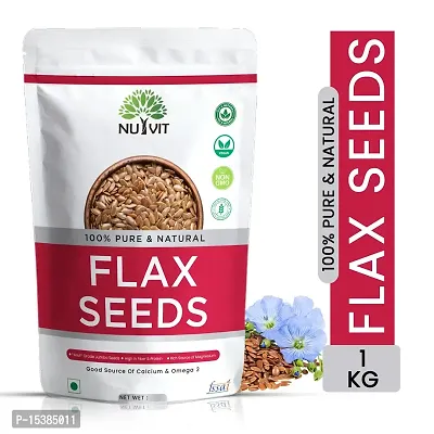 Nutvit Flax Seeds 1KG - Non-GMO Alsi Seeds | Rich in Fibre and Omega-3 | Flax Seeds for Hair Growth | Diet Food-thumb0