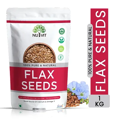 Nutvit Flax Seeds 1KG - Non-GMO Alsi Seeds | Rich in Fibre and Omega-3 | Flax Seeds for Hair Growth | Diet Food