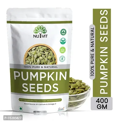 Nutvit Organic Raw  Unroasted Pumpkin Seeds | Immunity Booster and Fiber Rich Superfood | Rich Source of Omega 3 | Highly Nutritious Snack | Rich in Protein, Dietary Fibre, Zinc  Magnesium - 400 G
