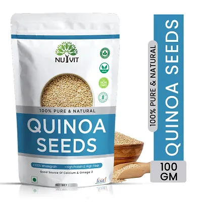 Nutvit Raw Unroasted White Quinoa for Weight Loss Management, Rich in Protein, Iron, Fiber and Gluten Free - 100g