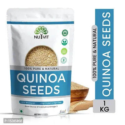 Nutvit Raw Unroasted White Quinoa for Weight Loss Management, Rich in Protein, Iron, Fiber and Gluten Free - 1Kg