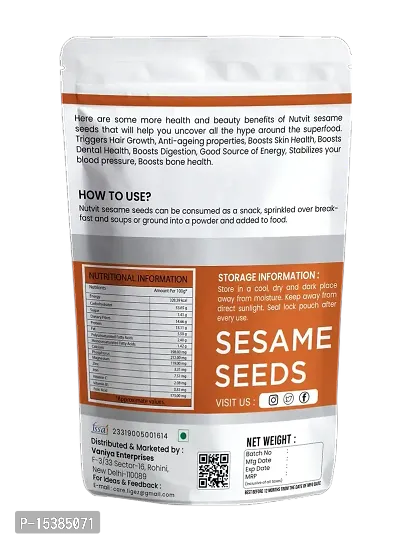 Nutvit Organic White Sesame Seeds - Safed Tal, High In Nutrient White Til for Eating (100 Gm)-thumb2