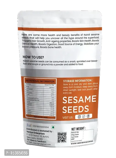 Nutvit Organic White Sesame Seeds - Safed Til, High In Nutrient White Til for Eating (200 Gm)-thumb2
