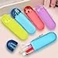 Mystte Capsule Shape Travel Toothbrush Toothpaste Case Holder l Plastic Toothbrush Storage Holder (Multi-Color, 2 Piece)-thumb2