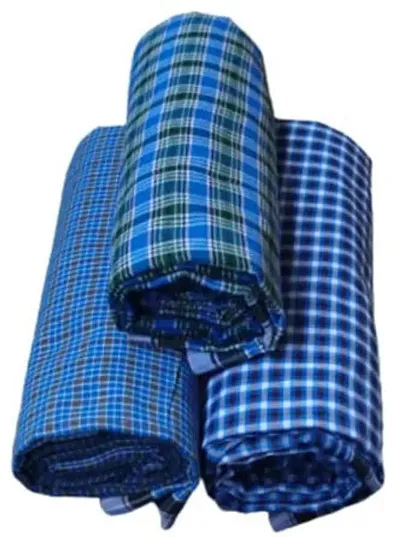 Mystte Men's Lungi (2.00 meter) (100% Pure Cotton Quality Printing/Skin Friendly) (Multi-Colored) - 3 Piece