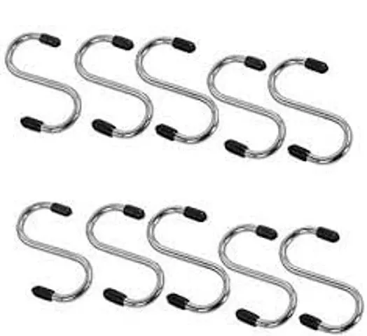 Mystte S Hooks, S Hook Stainless Steel for Hanging Pots, Pans, Clothes and More, Heavy Duty Stainless Steel Hooks for Hanging (Pack of 10)