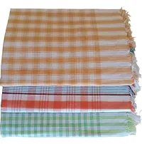 Mystte Handloom 100% Pure Cotton Bath Checks Towels Combo, Pack of 3, Towel Size 50 inch/26 inch, Multicolor-thumb1