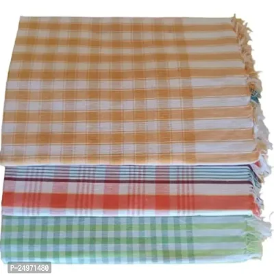 Mystte Handloom 100% Pure Cotton Bath Checks Towels Combo, Pack of 3, Towel Size 50 inch/26 inch, Multicolor-thumb2