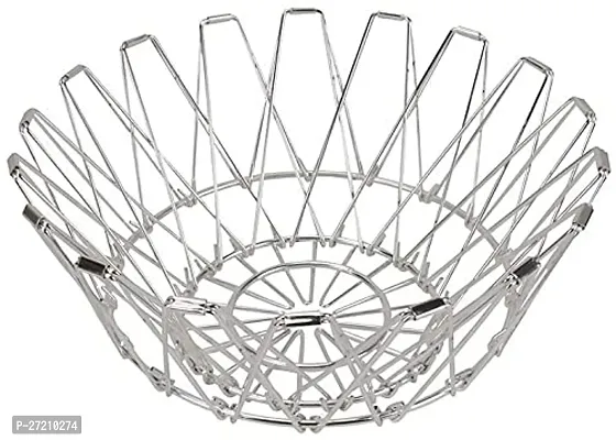 Mystte Stainless Steel Fruits  Vegetable Onion Basket | 8 Shape Folding Fruit Organizer for Kitchen, Dining Table Pack of 1