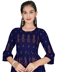 T4YOU Girls Printed A-line Kurta Blue-thumb3