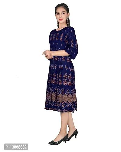 T4YOU Girls Printed A-line Kurta Blue-thumb3