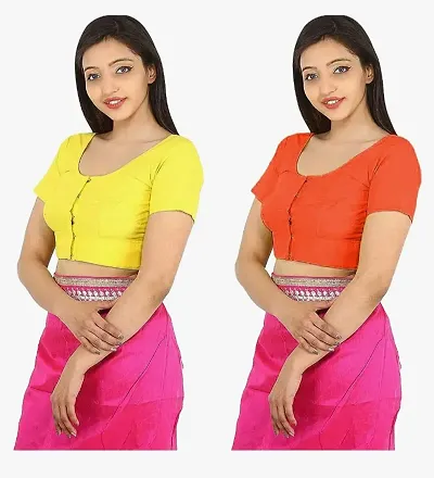 Namita Round Neck Readymade Pure Cotton 2by2 Blouse Combo