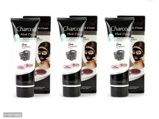 Set of 3 charcoal mask cream anti black head oil c  (130 ml)