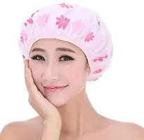 Plastic Printed Shower Cap 1 Piece with Elastic Band for Men Women and Children (Multicolour)-thumb1