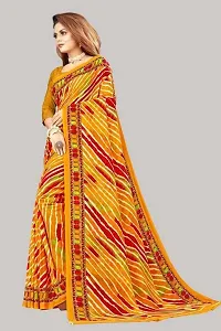 Stylish Georgette Yellow Printed Saree With Blouse Piece-thumb2