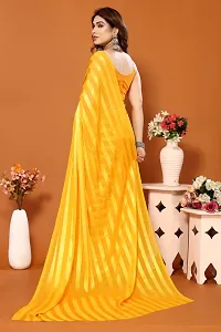 Stylish Satin Yellow Printed Saree Without Blouse Piece-thumb2