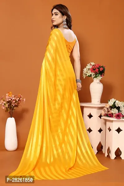 Stylish Satin Yellow Printed Saree Without Blouse Piece-thumb3