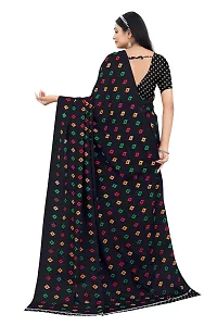 Stylish Georgette Black Printed Saree With Blouse Piece-thumb2