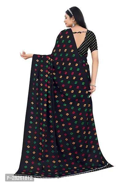 Stylish Georgette Black Printed Saree With Blouse Piece-thumb3