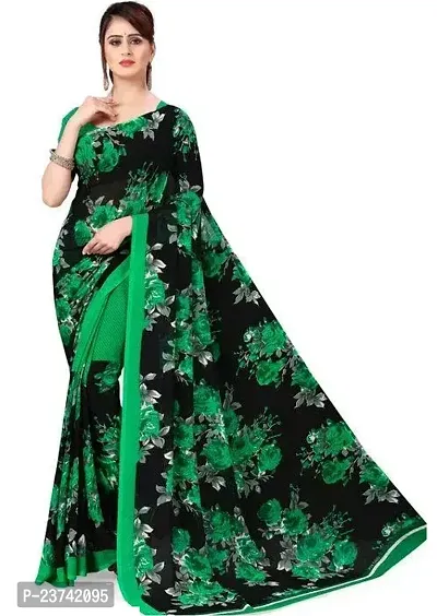 Stylish Georgette Multicoloured Printed Saree with Blouse piece-thumb0