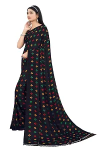 Stylish Georgette Black Printed Saree With Blouse Piece-thumb1