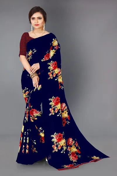 Stylish Georgette Saree With Blouse Piece For Women