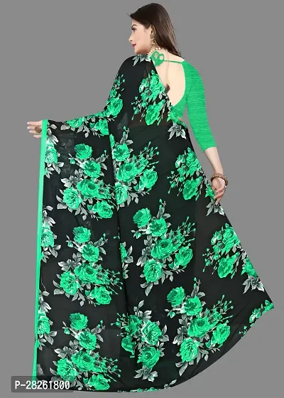 Stylish Georgette Green Printed Saree With Blouse Piece-thumb3