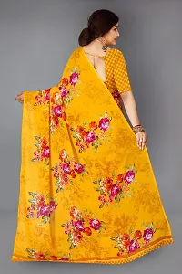 Stylish Georgette Yellow Printed Saree With Blouse Piece-thumb2