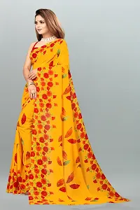 Stylish Georgette Yellow Printed Saree Without Blouse Piece-thumb2