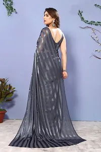 Stylish Satin Grey Printed Saree Without Blouse Piece-thumb2