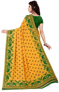 Stylish Georgette Yellow Printed Saree With Blouse Piece-thumb2