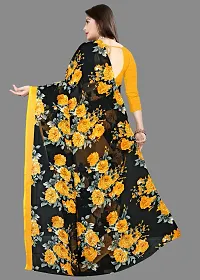 Stylish Georgette Yellow Printed Saree With Blouse Piece-thumb2