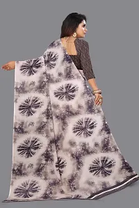 Stylish Georgette Grey Printed Saree With Blouse Piece-thumb1