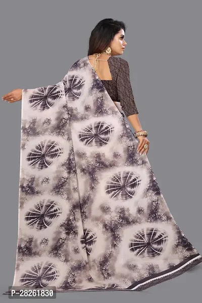 Stylish Georgette Grey Printed Saree With Blouse Piece-thumb2