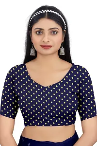 Stylish Georgette Navy Blue Printed Saree With Blouse Piece-thumb3