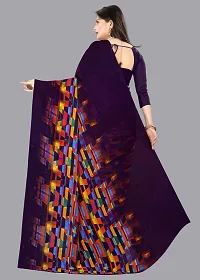 Stylish Georgette Purple Printed Saree With Blouse Piece-thumb2