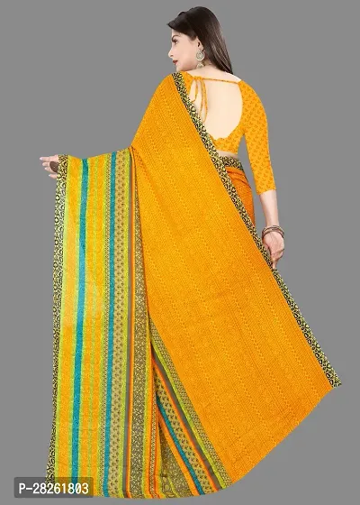 Stylish Georgette Yellow Printed Saree With Blouse Piece-thumb3