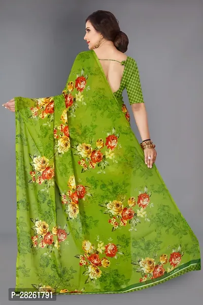 Stylish Georgette Green Printed Saree With Blouse Piece-thumb3