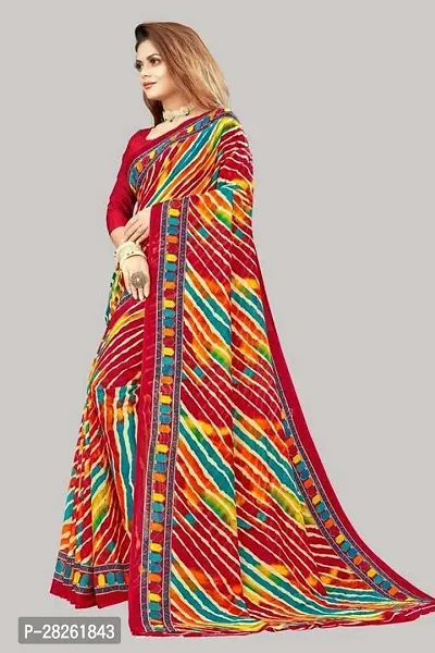 Stylish Georgette Red Printed Saree With Blouse Piece-thumb3