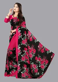 Stylish Georgette Pink Printed Saree With Blouse Piece-thumb1