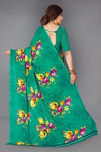 Stylish Georgette Teal Printed Saree With Blouse Piece-thumb2